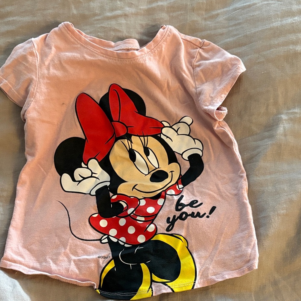 Disney Minnie Mouse Pink T-Shirt with Red Bow